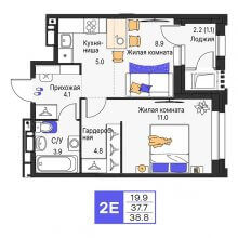 2-комн. евро квартира в ЖК Моменты, 38.80 м²