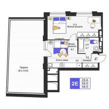 2-комн. евро квартира в ЖК Моменты, 49.50 м²