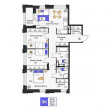 3-комн. квартира в ЖК Моменты, 76.40 м²