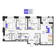3-комн. квартира в ЖК Моменты, 83.50 м²