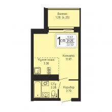 Студии в ЖК Полосатый дом, 22.53 м²