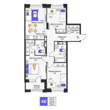 3-комн. евро квартира в ЖК Моменты, 75.50 м²