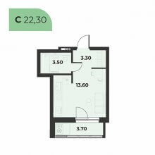 Студии в ЖК Сезоны, 22.30 м²