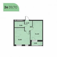 2-комн. евро квартира в ЖК Сезоны, 39.70 м²