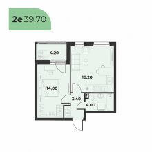 2-комн. евро квартира в ЖК Сезоны, 39.70 м²