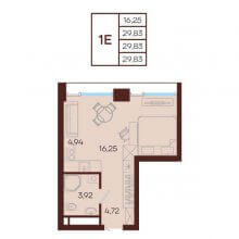 Студии в ЖК Манеры, 29.83 м²