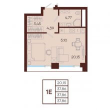Студии в ЖК Манеры, 37.86 м²