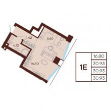 Студии в ЖК Манеры, 30.94 м²