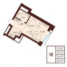 Студии в ЖК Манеры, 29.07 м²