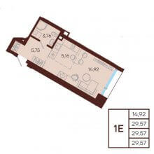 Студии в ЖК Манеры, 29.57 м²