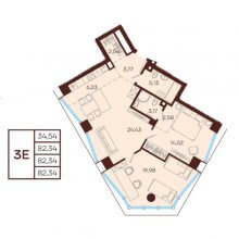 3-комн. евро квартира в ЖК Манеры, 82.34 м²