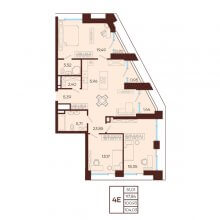 4-комн. евро квартира в ЖК Манеры, 104.03 м²