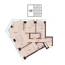 4-комн. евро квартира в ЖК Манеры, 100.10 м²