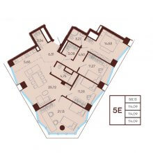 5 и более квартира в ЖК Манеры, 114.09 м²