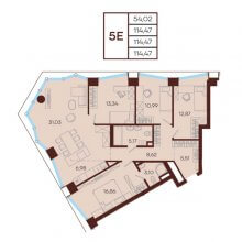 5 и более квартира в ЖК Манеры, 114.47 м²