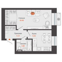 1-комн. квартира в ЖК Пятый элемент, 37.04 м²
