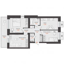 2-комн. квартира в ЖК Пятый элемент, 68.28 м²