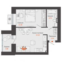 2-комн. евро квартира в ЖК Пятый элемент, 42.33 м²