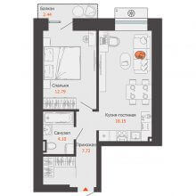 2-комн. евро квартира в ЖК Пятый элемент, 43.49 м²