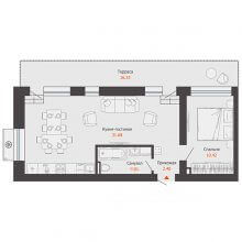 2-комн. евро квартира в ЖК Пятый элемент, 55.97 м²