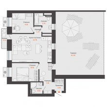 3-комн. евро квартира в ЖК Пятый элемент, 82.56 м²