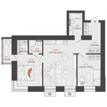 3-комн. евро квартира в ЖК Пятый элемент, 67.28 м²