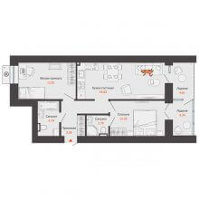 3-комн. евро квартира в ЖК Пятый элемент, 63.85 м²
