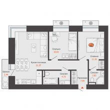 3-комн. евро квартира в ЖК Пятый элемент, 59.01 м²