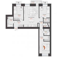 4-комн. евро квартира в ЖК Пятый элемент, 78.93 м²