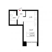 Студии в ЖК Уникум на Энгельса, 26.94 м²