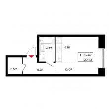 Студии в ЖК Уникум на Энгельса, 29.43 м²