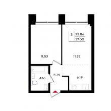 2-комн. евро квартира в ЖК Уникум на Энгельса, 37.00 м²