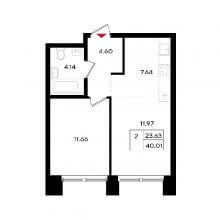 2-комн. евро квартира в ЖК Уникум на Энгельса, 40.01 м²