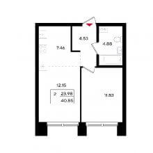 2-комн. евро квартира в ЖК Уникум на Энгельса, 40.85 м²