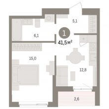 1-комн. квартира в ЖК Юность, 41.50 м²