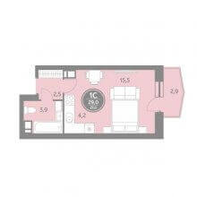 Студии в ЖК Спутник, 29.00 м²