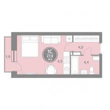 Студии в ЖК Спутник, 27.80 м²