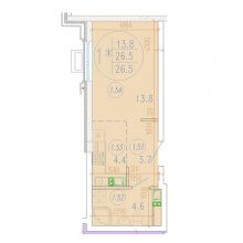 Студии в ЖК Development Plaza, 26.50 м²