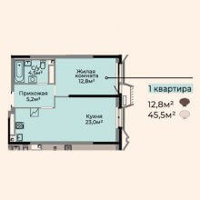 1-комн. квартира в ЖК Жемчужина Камы, 45.50 м²
