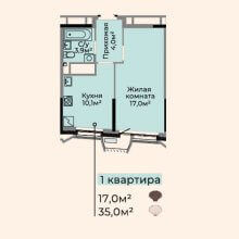 1-комн. квартира в ЖК Жемчужина Камы, 35.00 м²
