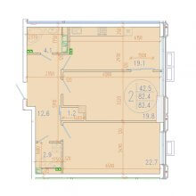 2-комн. квартира в ЖК Development Plaza, 82.40 м²