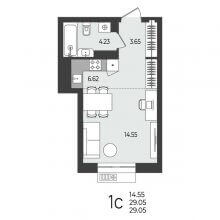 Студии в ЖК Перемены, 29.05 м²