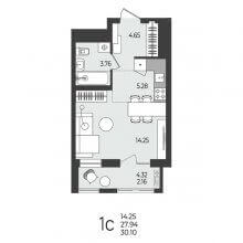 Студии в ЖК Перемены, 30.10 м²