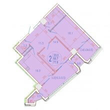 2-комн. квартира в ЖК Development Plaza, 77.80 м²