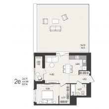 2-комн. евро квартира в ЖК Перемены, 63.14 м²