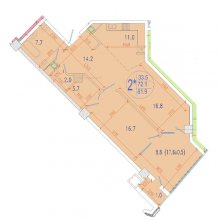 2-комн. евро квартира в ЖК Development Plaza, 81.90 м²