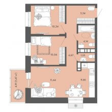 3-комн. евро квартира в ЖК Дом Снежно на Нефтяников, 205а, 55.85 м²