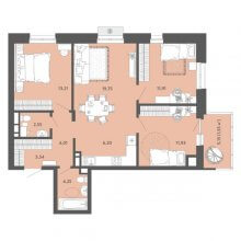 4-комн. евро квартира в ЖК Дом Снежно на Нефтяников, 205а, 78.90 м²