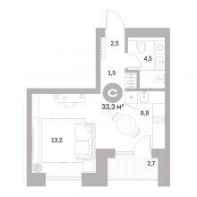 Студии в ЖК Тихий Компрос, 33.30 м²
