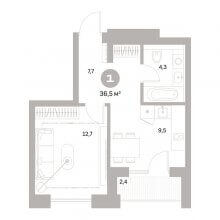 1-комн. квартира в ЖК Тихий Компрос, 36.50 м²
